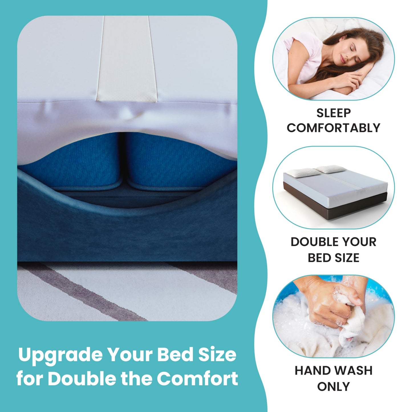 2-in-1 Bed Bridge Twin to King with Attached Sheet – Bed Gap Filler & Twin to King Bed Converter (Patent Pending)