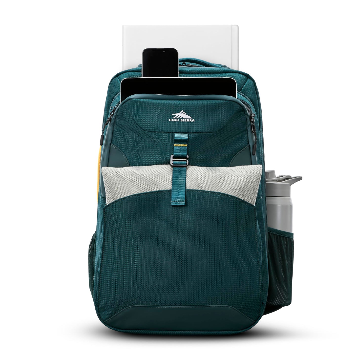 High Sierra Hi-Life 3-in-1 Convertible Backpack - Features Removable Daypack, Stack-It Strap, Adjustable Sternum Strap, Fleeced Pocket For Scratch Protection, Dual Water Bottle Pockets - Green/Yellow