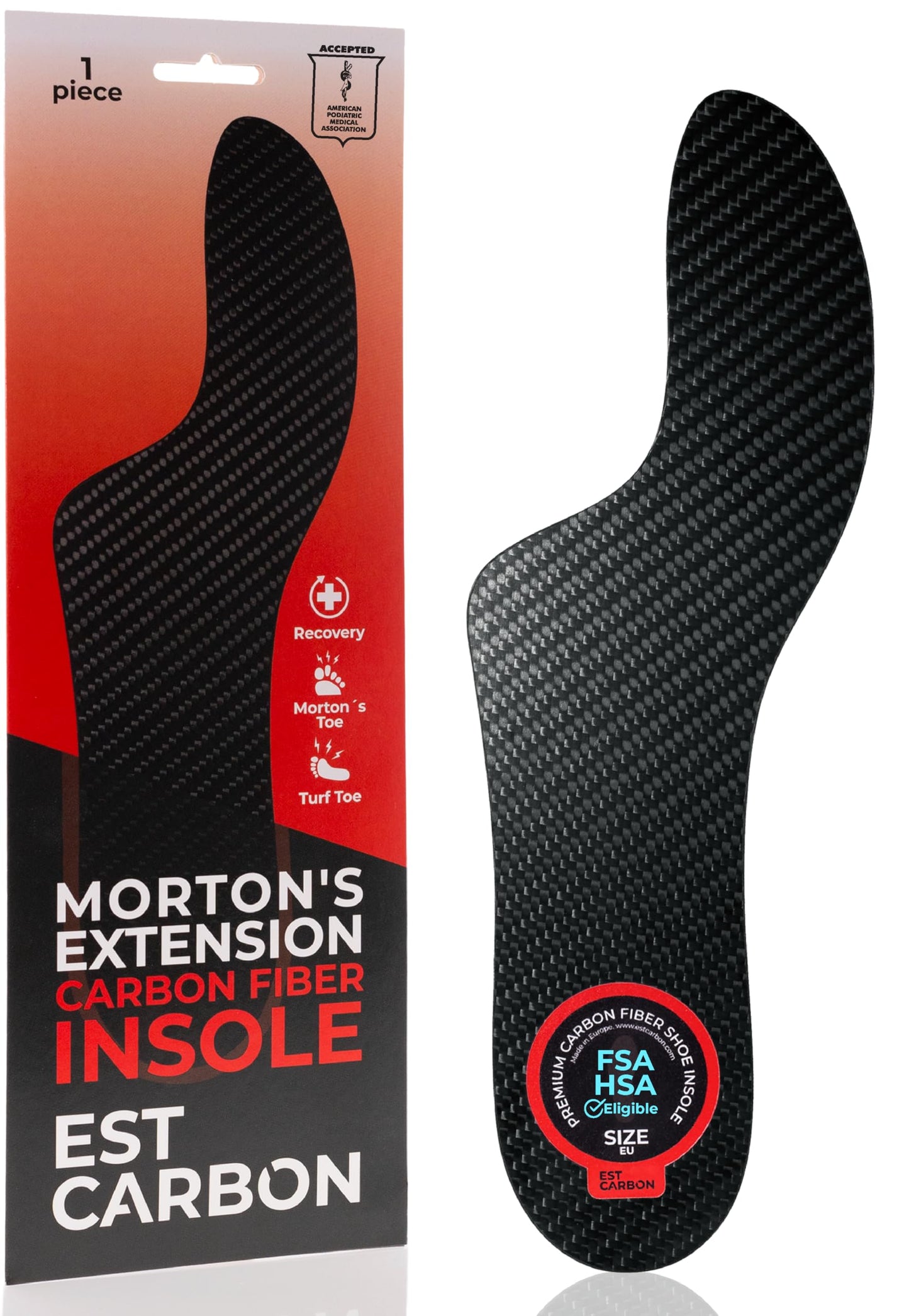 Mortons Extension Carbon Fiber Insole 1pc | FSA Eligible | Mortons Extension Orthotic Rigid Shoe Insert Carbon Insole Composite Big Toe Insert for Hallux Rigidus, Turf Toe & Morton’s Toe 12-12.5