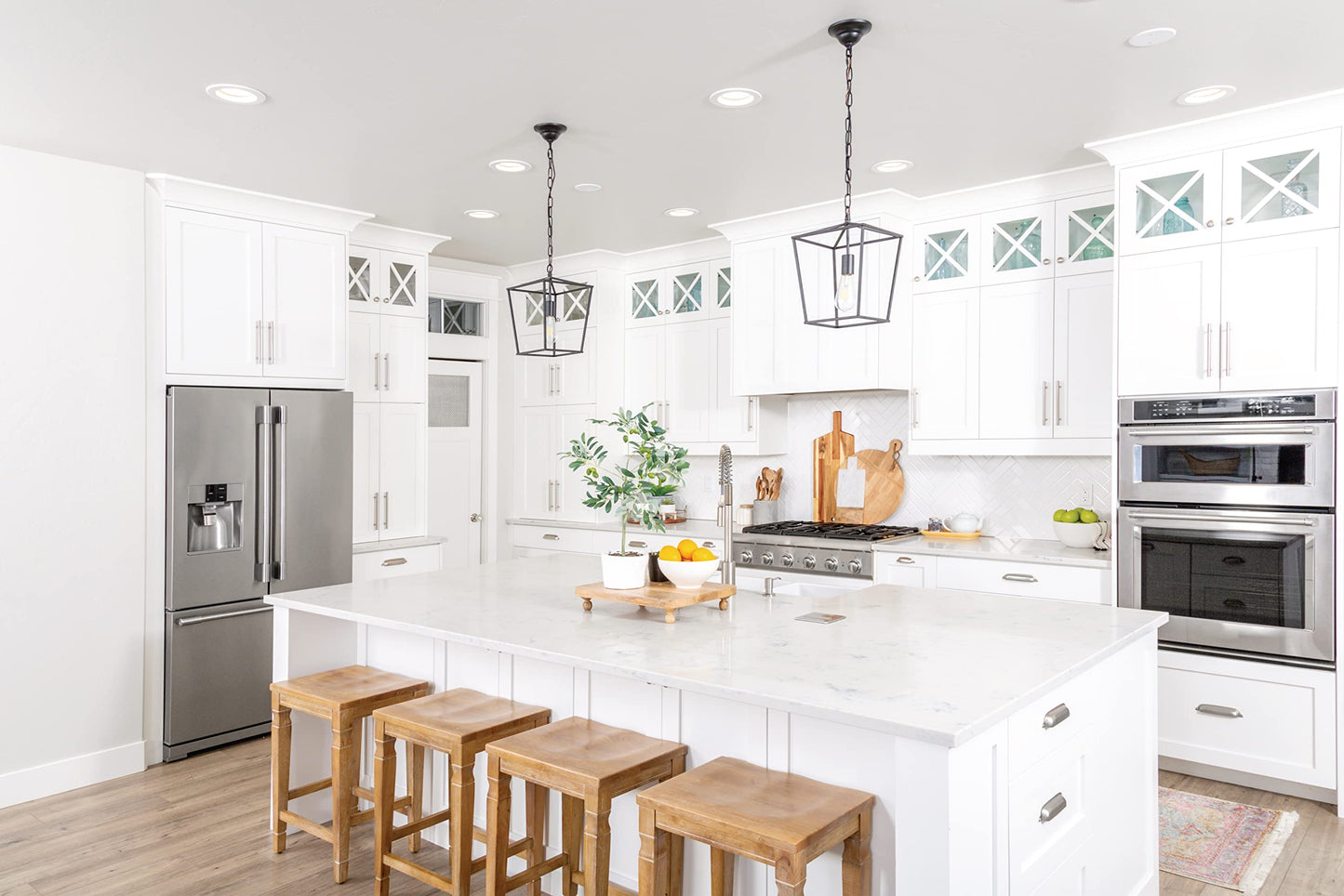 Juno 4 Inch LED Recessed Lighting, RetroBasics Series LED Downlight Trim Kit, Regressed 4" Ceiling Light with 5-in-1 Switchable White Color, 625 Lumens, Baffle Trim, Matte White (6-Pack)