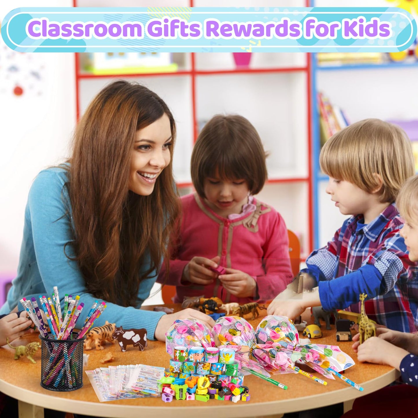Thesixowls Giant Lollipop Birthday Goodie Bags, 24 Pack Lollipop Return Gifts for Birthday Party – Fun Goodie Bags Classroom Rewards Students Gifts Class Prizes