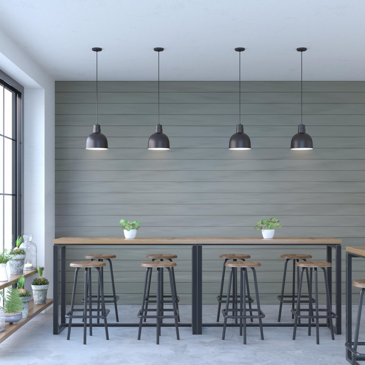 ML Lighting RDBC10-SB One Light Pendant, Black