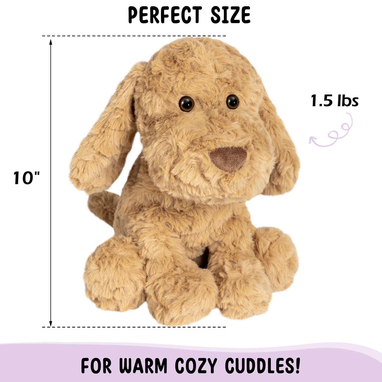 Happy Fuel Poodle Dog Microwavable & Weighted Stuffed Animals -1.5Lbs Unscented Heating Pad for Period Cramps Pain Relief and Anxiety, Cute Goldendoodle Plush Toys Gifts for Women Girls and Kids