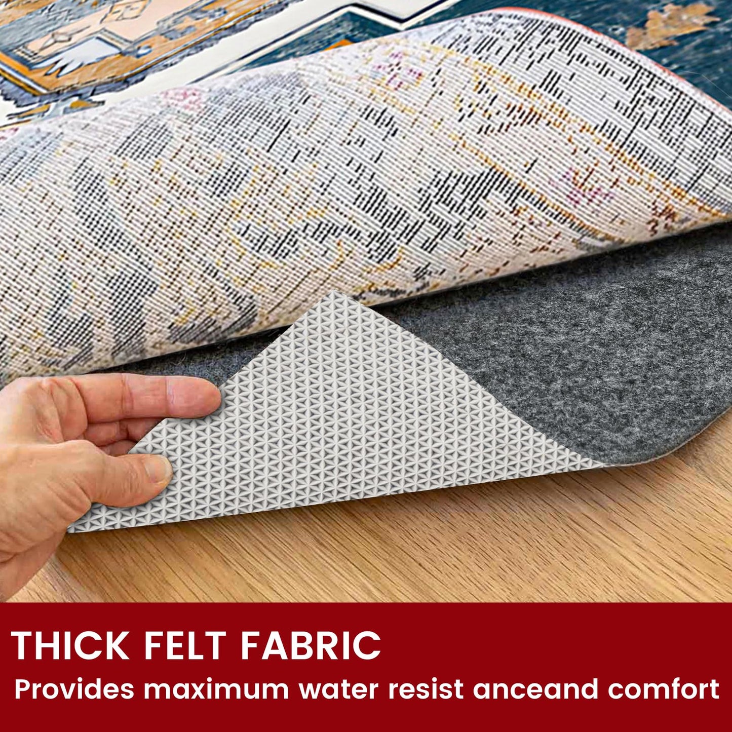 Waterproof Rug Pad, 7x9 ft Area Rug Non-Slip Carpet Pad, Non-Slip Rug Pads for All Floors and Finishes, Felt Pad for Hardwood Floors, Keeps Carpets in Place Soft and Safe