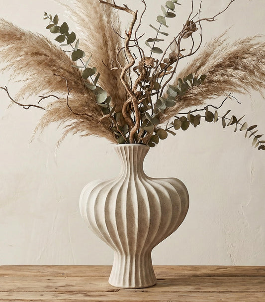 Ceramic Flower Vase Home Decor,11" Rustic Vintage Clay Beige Heart Terracotta Vases Farmhouse Table Vases Living Room Decor Pottery Pots for Home Shelf Coffee Dining Desk Fireplace