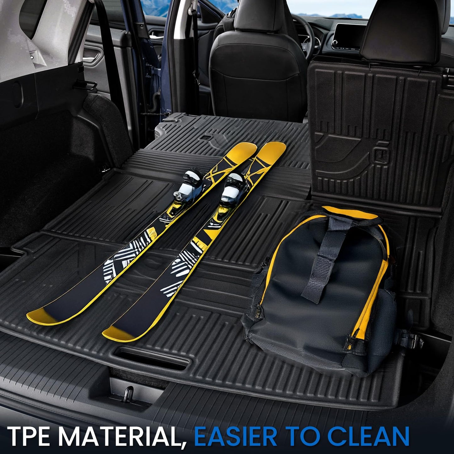JOULARISE Cargo Mat Backrest Mats for Nissan Rogue 2021-2025 2026 (Not fit Sport), All Weather TPE Cargo Liner Trunk Mat Accessories (Cargo Mat with Backrest Mat)