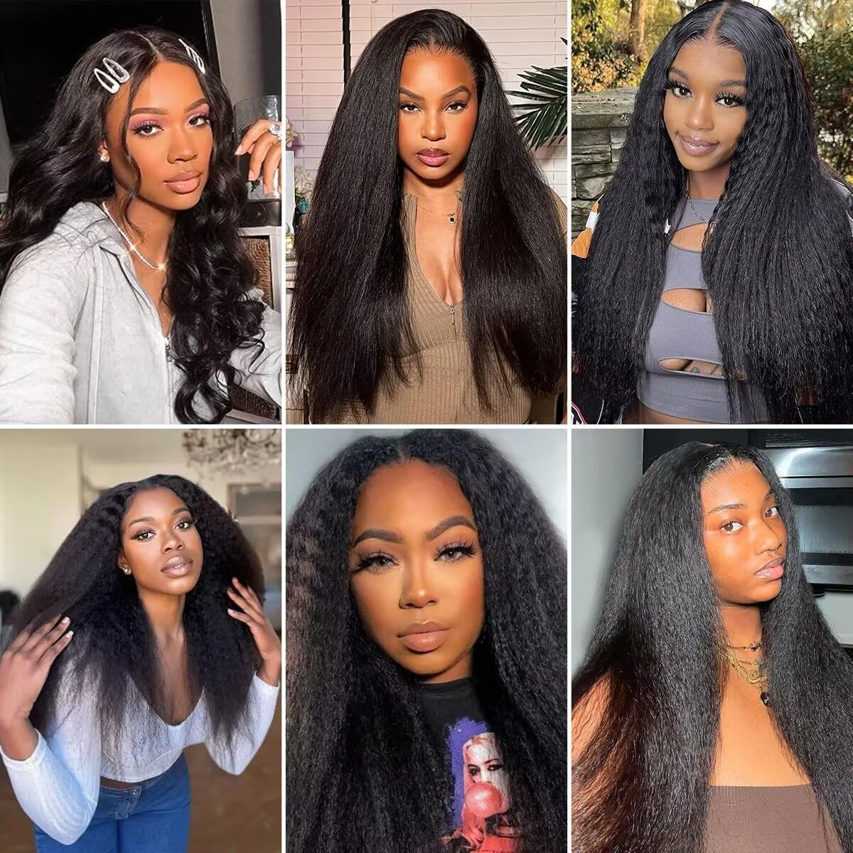 V Part Wig Human Hair Kinky Straight 180% Density Upgrade U Part Human Hair Wig For Women No Leave Out No Glue Beginner Friendly Full Head Clip In Half Wigs Yaki V Shape Wigs 20 Inch Natural Color