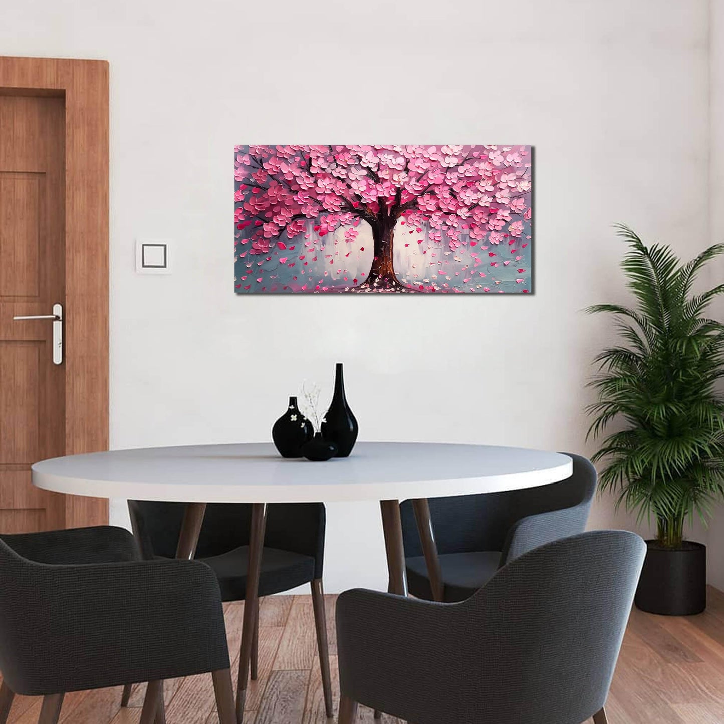 Pink Wall Art Large Tree of Life Wall Art for Living Room Bedroom Office Bathroom Modern Framed Canvas Prints Pink and Grey Picture Size 20x40 Inch