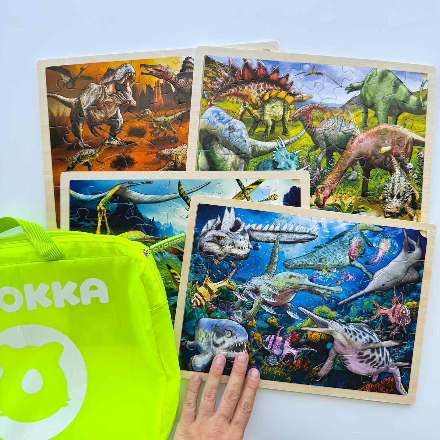 QUOKKA 4x36 Dino Puzzles for Kids Ages 4-6 - 36 Pieces Realistic Wooden Montessori Toddler Puzzles for Ages 3-5