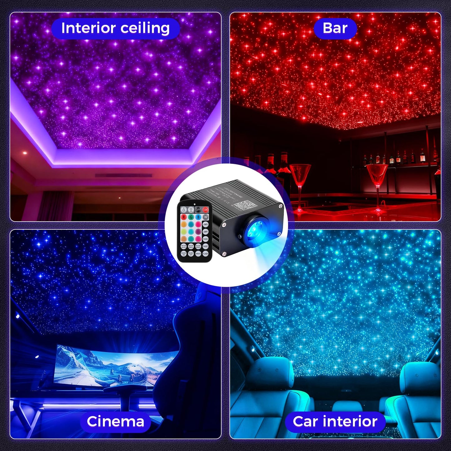GEARPASS Starlight Headliner Kit, Twinkle Star Lights for Car Decor 500pcs*0.03in*9.8ft/3m, Fiber Optic Star Ceiling Lights APP/Remote Control for Car Roof Home Ceiling