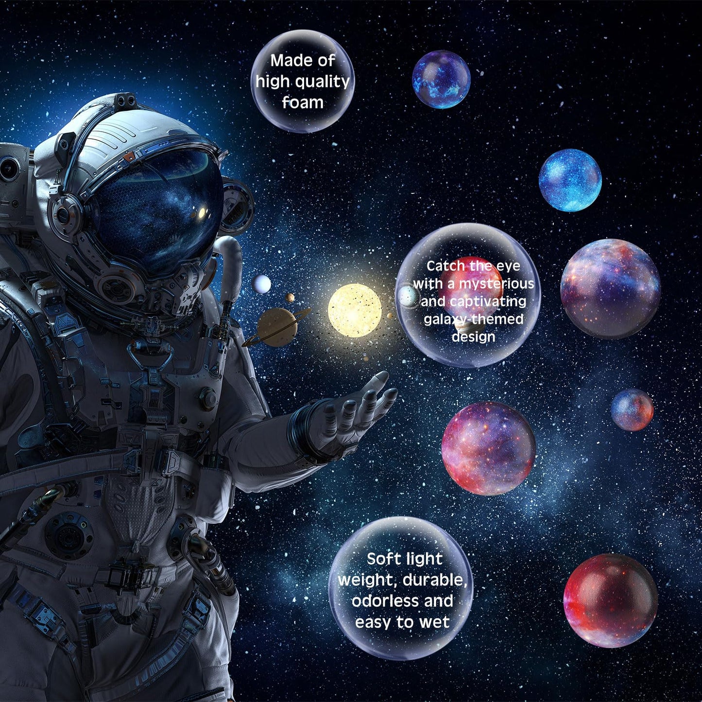 Libima 120 Pcs Galaxy Stress Balls Bulk 2 Inches Outer Space Foam Stress Balls for Squeeze Fidget Birthday Astronaut Party Favors School Class Reward Carnival Gift (Galaxy A)
