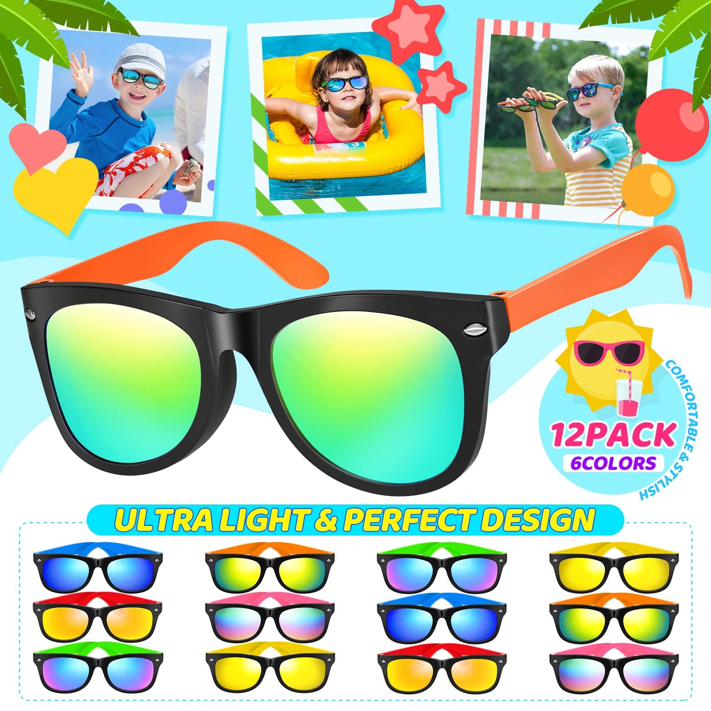 Pool Party Favors Beach Party Favors - 60 PCS Pool Toys For Kids Ages 3-8 Beach Balls Bulk, Sand Bucket and Shovels Set, Kids Sunglasses Bulk, Beach Summer Toys, Pool Party Supplies,Sand Toys