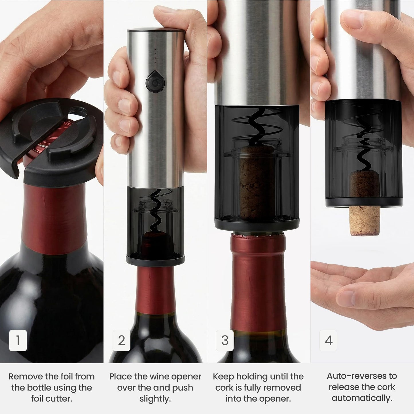 Electric Wine Opener Gift Set — Rechargeable All-in-One Wine Accessories Kit with Automatic Bottle Opener, Foil Cutter, Vacuum Stopper, Aerator & Dispenser — Best Wine Lover Gifts for Women & Men