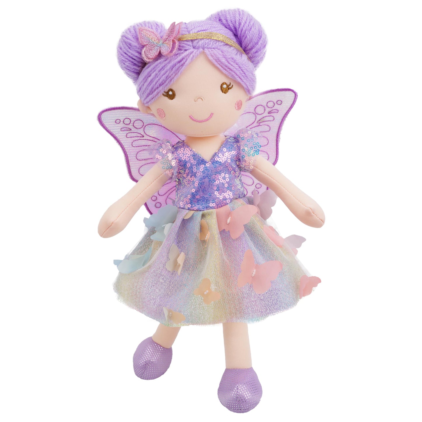 June Garden 15" Celestia the Rainbow Whisper Fairy Doll – Soft Plush Fairy Toy with Multicolor Butterfly Skirt – Enchanted Garden Collection