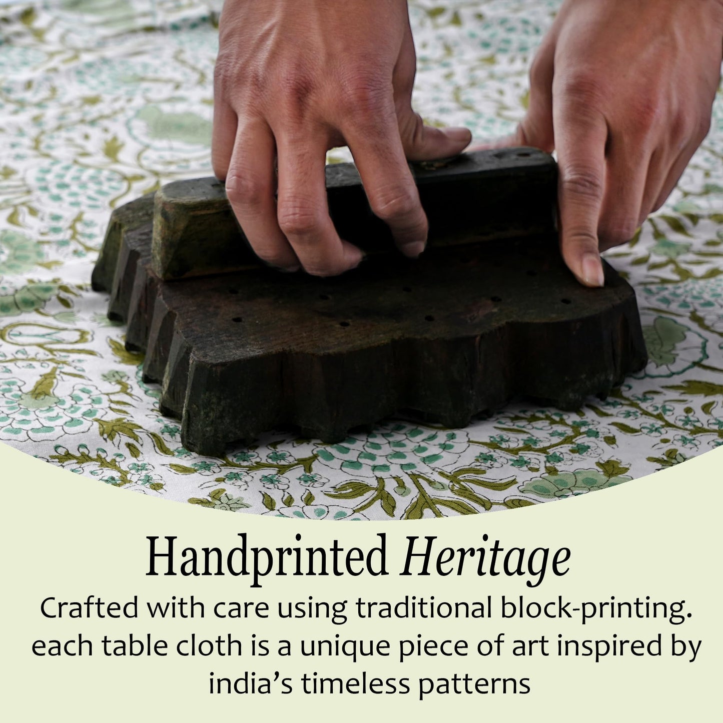 CPC Round Tablecloth- Cotton Indian Block Print Tablecloth -Handmade Printed Washable Cotton Table Cloth - Spring/Summer, Wedding Table Cover - Agate Green 90 Inch