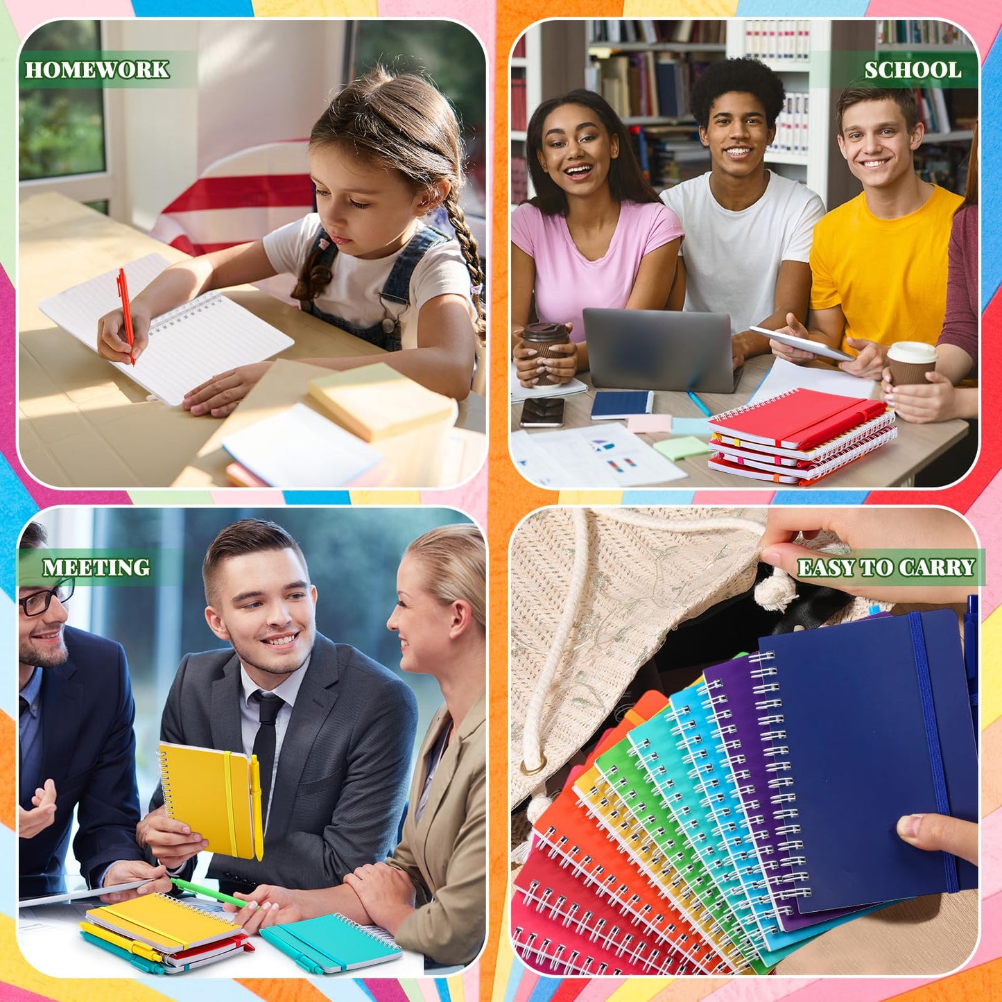 Fulmoon 30 Set Small Spiral Notebooks A6 with Pens Bulk, Multicolor 4" x 6" Pocket Notebooks Mini Lined Journals 50 Sheets for Back to School Supplies Students Rewards Office Gifts (Candy Brights)
