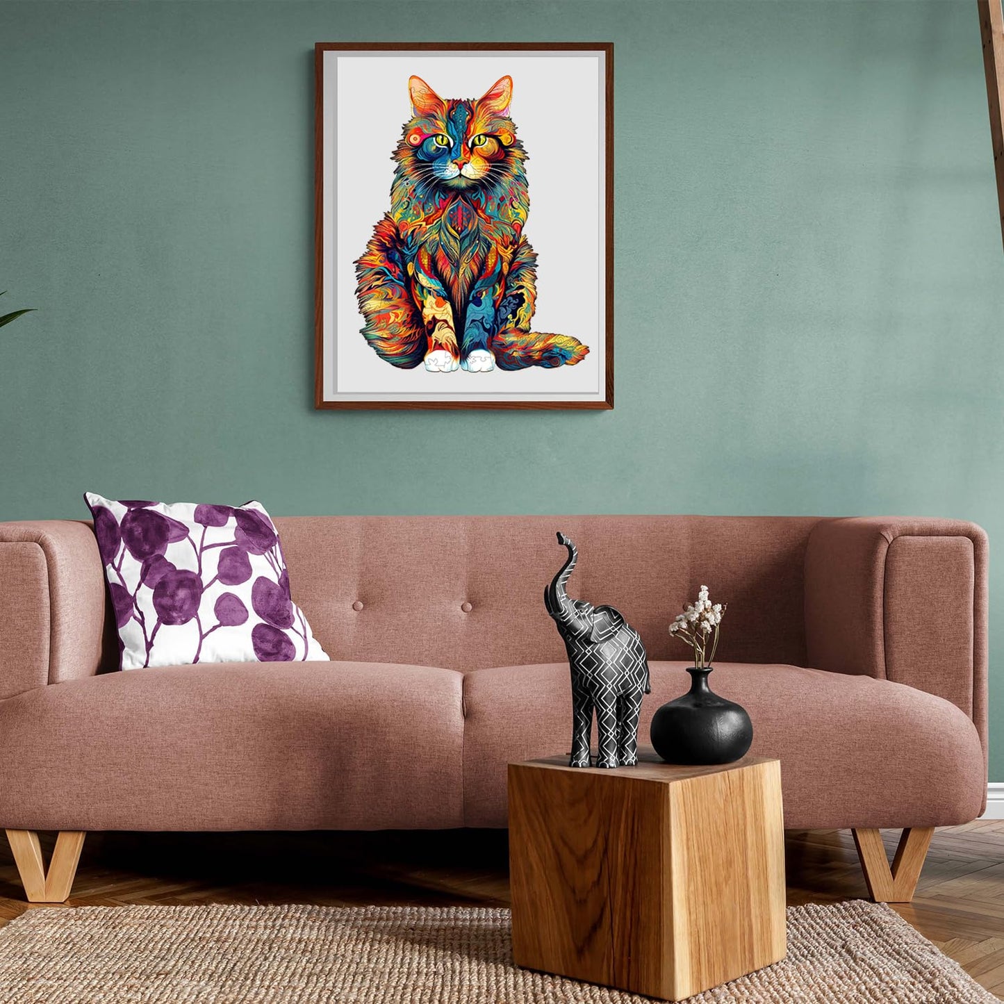 Jigfoxy Wooden Puzzles for Adults, Cat Wood Puzzle for Adult, Unique Animal Shape Puzzles, Challenging Jigsaw Puzzle(L-16.5 * 13.2in-300Pcs)