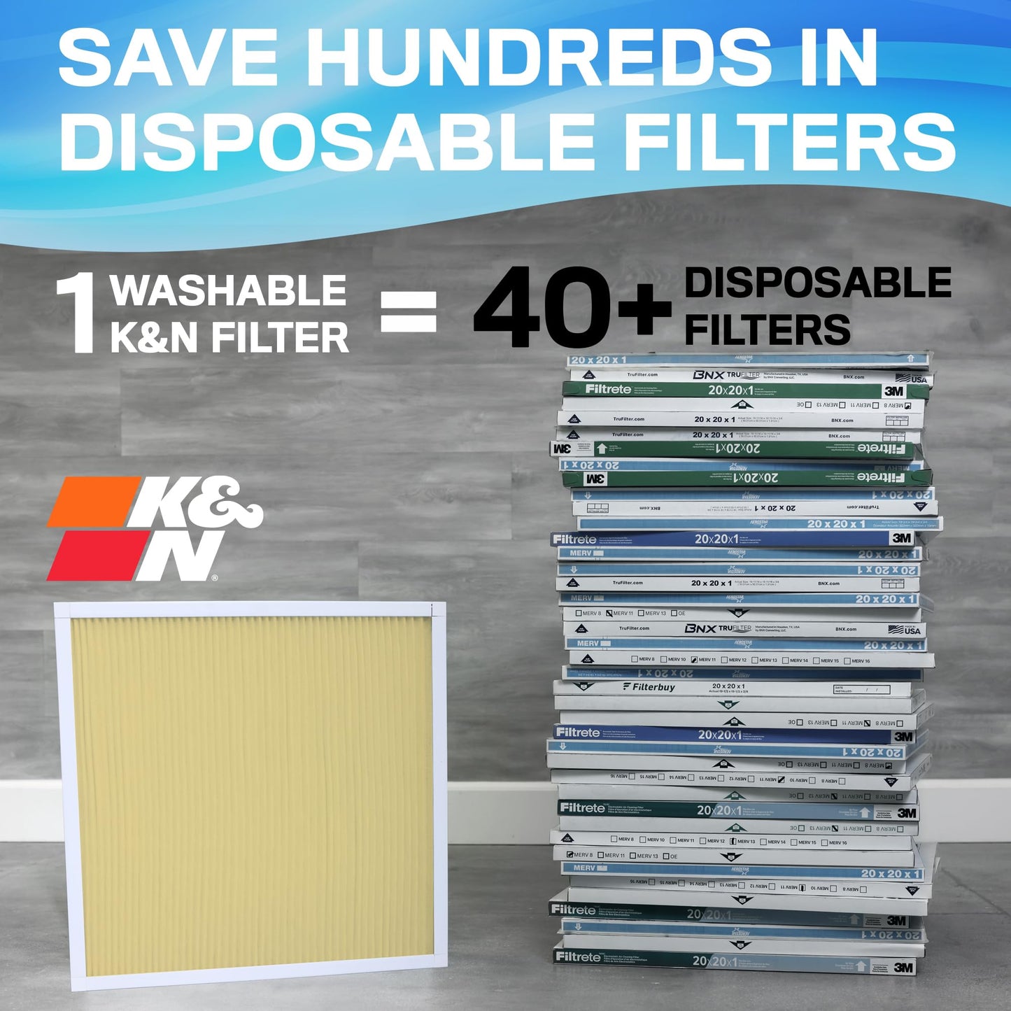 K&N 18x30x1 HVAC Furnace Air Filter, Lasts a Lifetime, Washable, Merv 11, the Last HVAC Filter You Will Ever Buy, Breathe Safely at Home or in the Office, HVC-11830