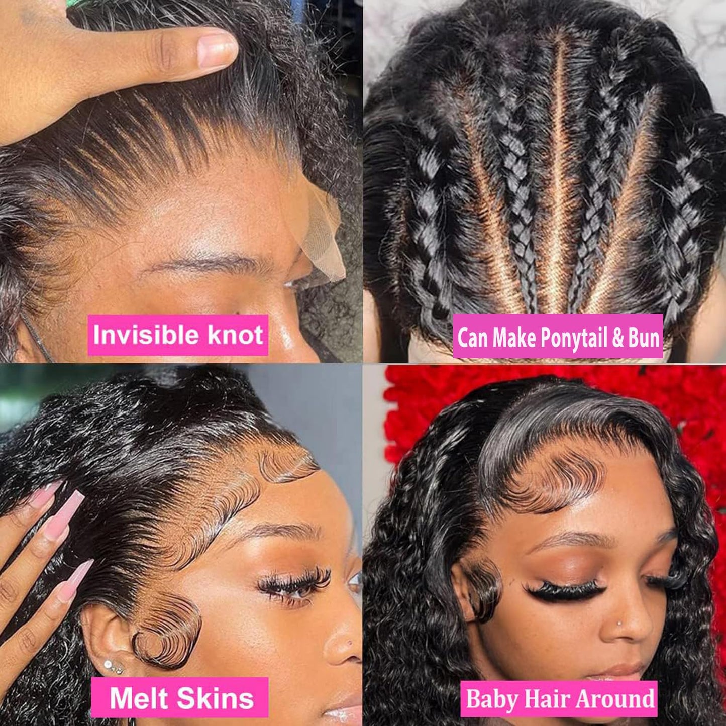 PXTPXT 360 Lace Front Wigs Human Hair Pre Plucked Deep Wave Lace Front Wigs Human Hair Wigs for Black Women with Baby Hair Natural Hairline Deep Culy 360 Full Lace Human Hair Wigs 22 Inch