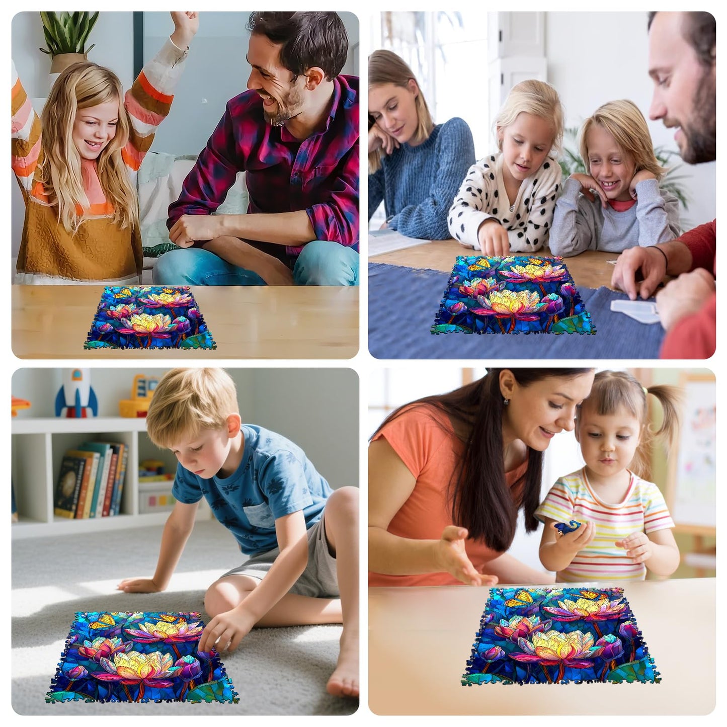 MEATRN Butterfly Lotus Wooden Puzzles for Adults 500 Pcs, 16.5x16.5 in, Fun Educational Wood Puzzle, Handmade Decorative Gift, Relaxing Wood Puzzle Game for Family & Friends