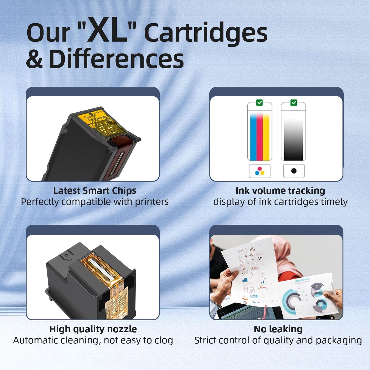Neiber Compatible 61XL Ink Cartridge Replacement for HP Envy 4500 5530 4502 Officejet 4630 4635 DeskJet 1000 1010, Black, Tri-color, 2-Pack