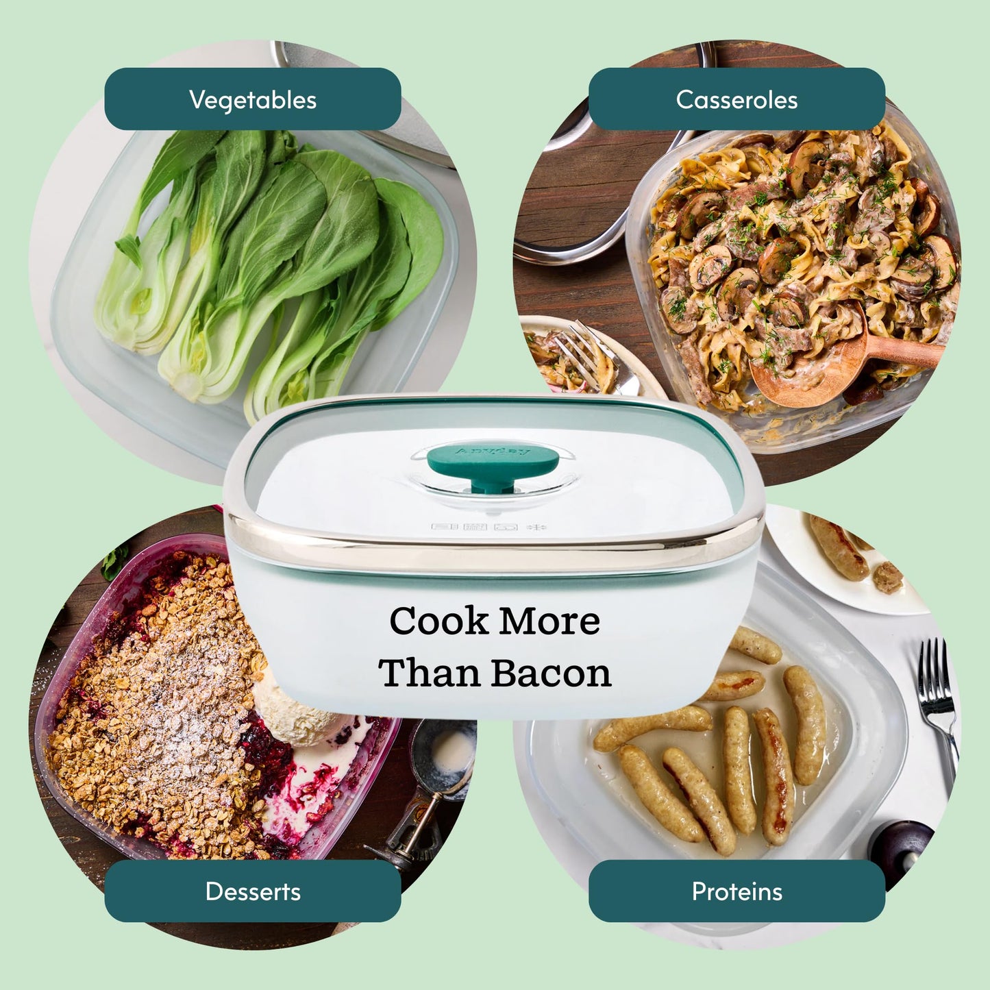 Anyday 10-Cup Square Glass Food Storage with Glass Lid | Plastic-Free Meal Prep & Microwave Cookware | Stackable Airtight Storage Container with Vented Lid for Microwave-Safe Reheating