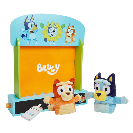 Bluey – Puppet Theater – Colorful Wooden Play Set with Theater and Puppets – FSC-Certified Material – Imaginative Fun for Ages 3 Years and Up
