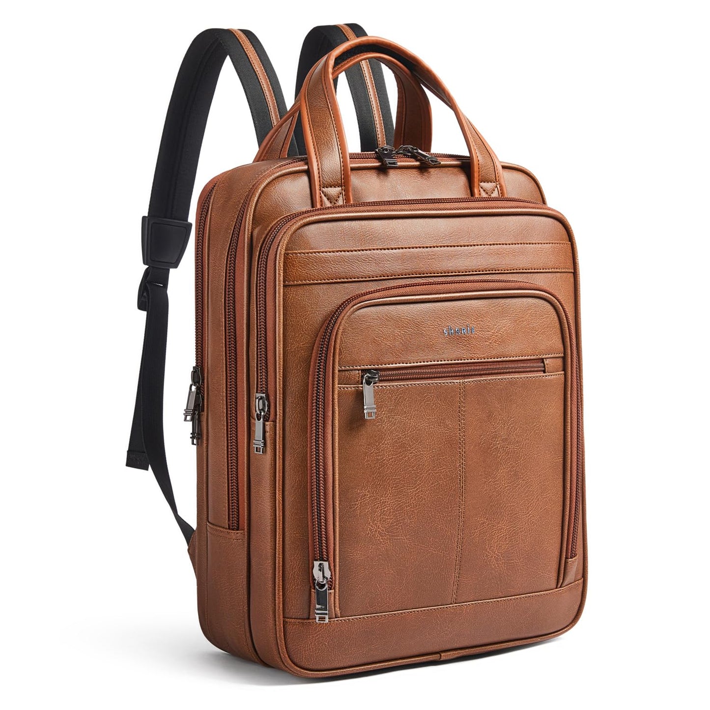 Shrrie 15.6" Laptop Backpack,Business Work Backpack Briefcase,Durable Computer Backpack for Office,Travel,College,Two-toned Brown