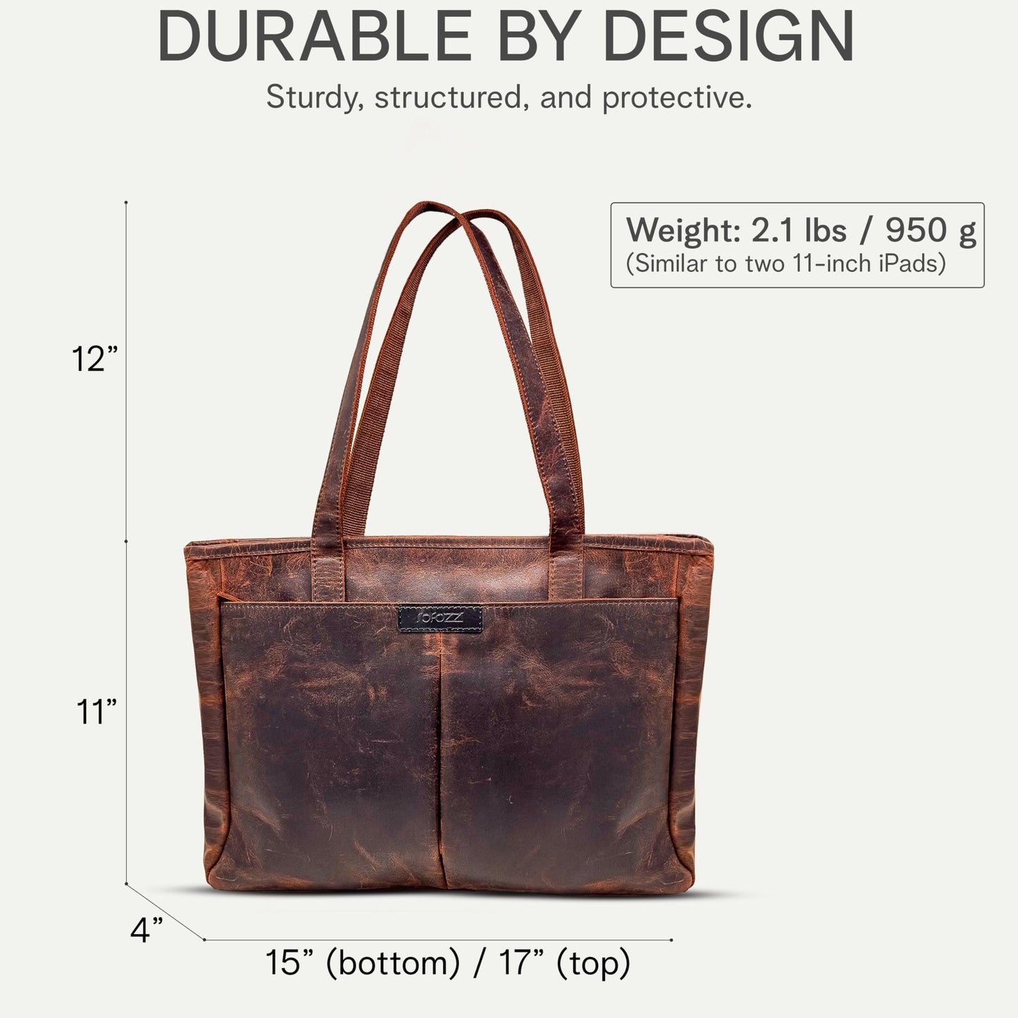 rofozzi Genuine Leather Laptop Bag for Women - Leather Tote fits 13 Inch - Computer Bags for Laptops for Women - Work Handbag with Padded Compartment & Zipper