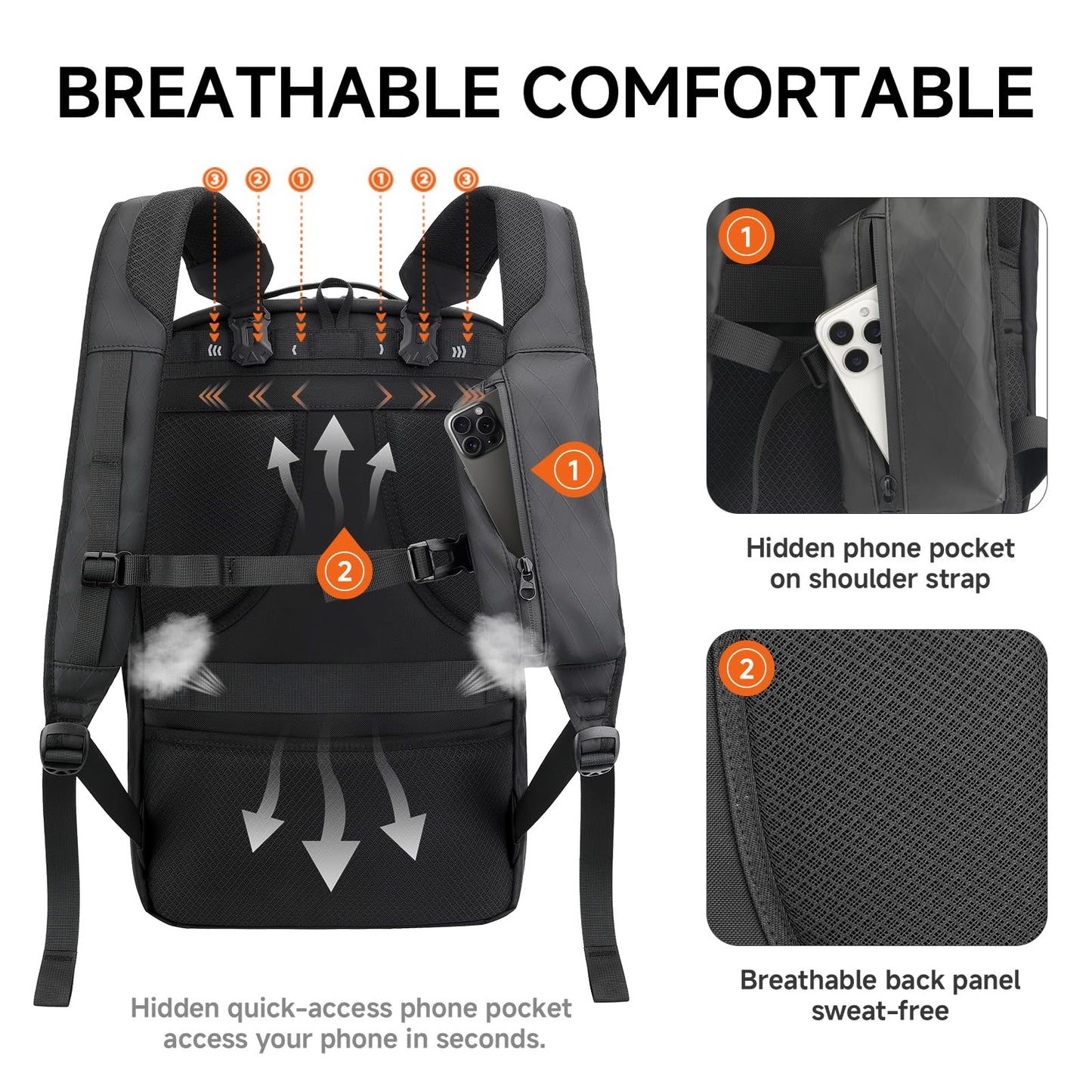SWICKY Travel Backpack for Men, 40L Carry on Luggage Laptop Backpack Bag Airline Approved, Water-Resistant Business Commuter Backpack Fits 17.3 Inch Laptop