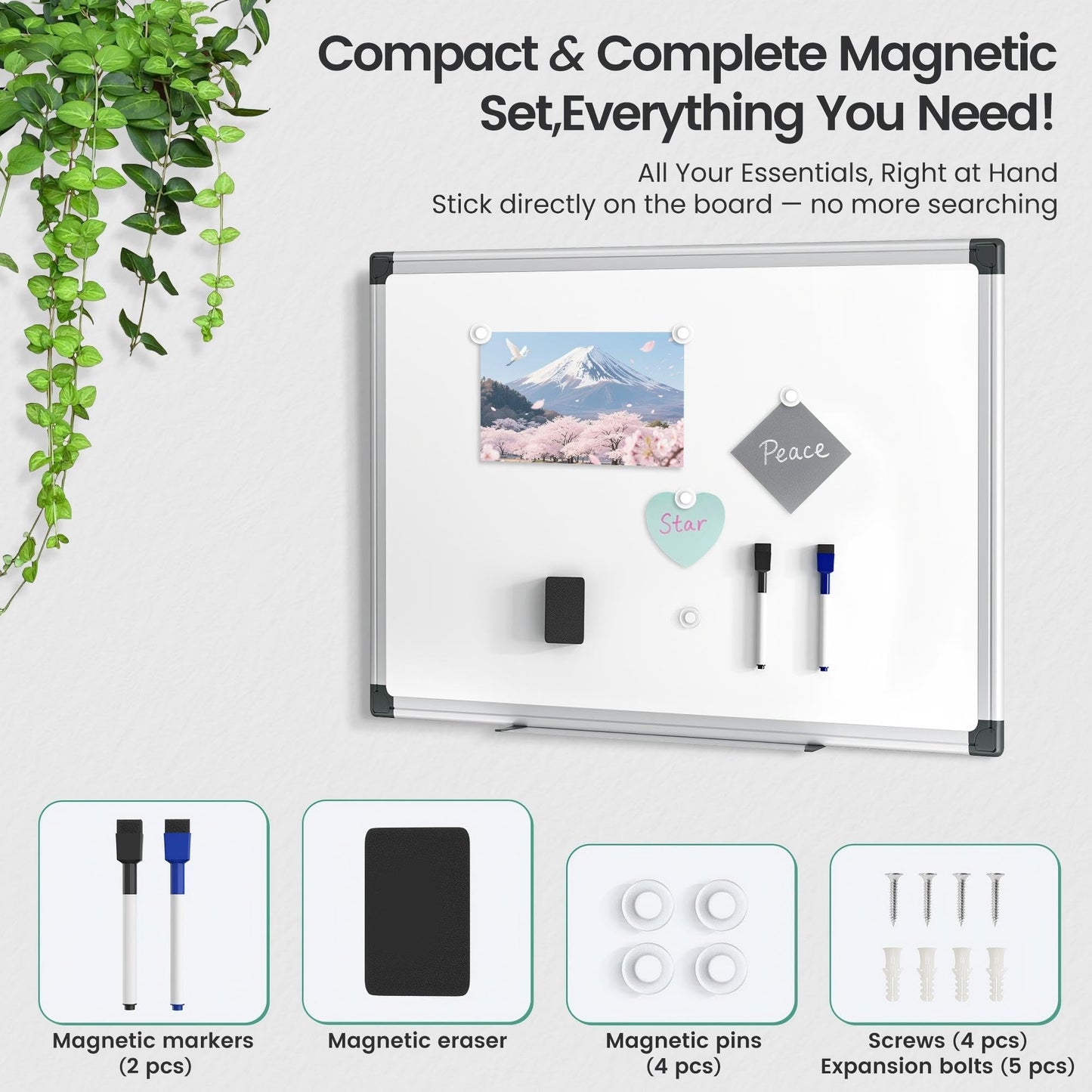 Scribanx Magnetic Dry Erase Board 36 x 24 for Wall, Whiteboard for Home Office, School, Study Room – Silver Aluminum Frame with 2 Markers, 4 Magnets & Eraser