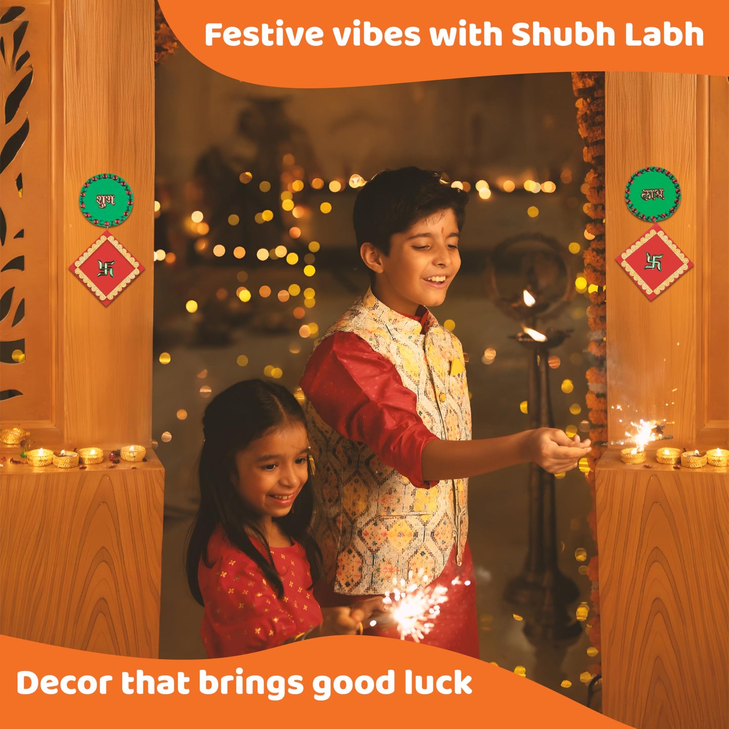 jackinthebox Diwali 4-in-1 Craft Kit for Kids & Adults, Great Diwali Gift for Girls, Boys 5 Years and up, 4 Activities - Rangoli, Shubh Labh Door Greetings, Diwali Lantern & Diwali Story Book