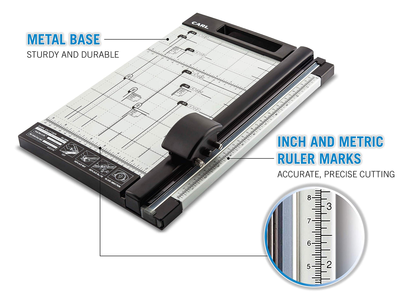 Carl 12 inch DC-200N Premium Rotary Paper Trimmer, Metal Base, 15 Sheet Cutting Capacity.