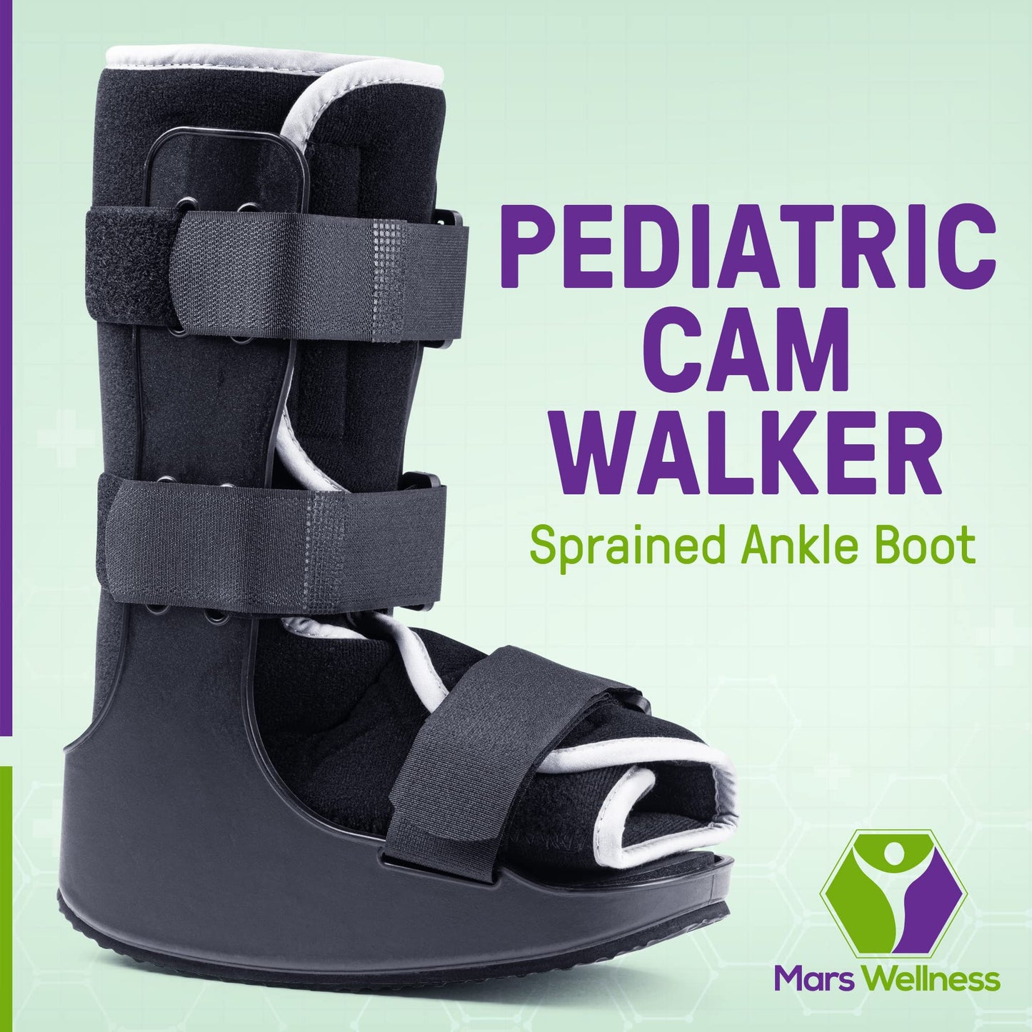 MARS WELLNESS Pediatric Walking Boot For Kids - Sprained Ankle Pediatric Ankle Brace - Kids Walking Boot - XL - Fits Children Ages 6.5-8 Years Old