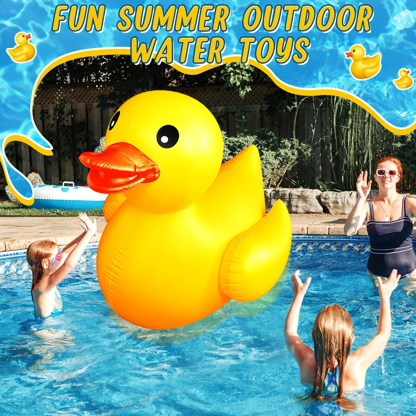 Hungdao 2 Pcs 5 Feet Giant Inflatable Duck Huge Rubber Duck Large Blow up Inflatable Pool Float for Adult Summer Beach Swimming Pool Party Decoration
