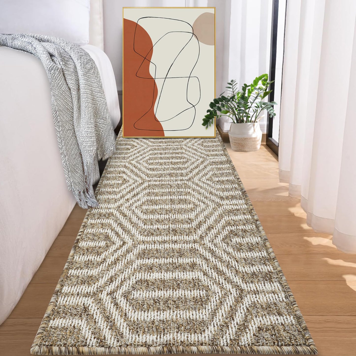 REFETONE Runner Rug, 2'x8' Long Door Mats Indoor Runners for Hallways, Non Slip Rubber Backing Entry Rug, Washable Entrance Floor Mat Runner for Home, Kitchen, Laundry, Living Room, Garage, Camel