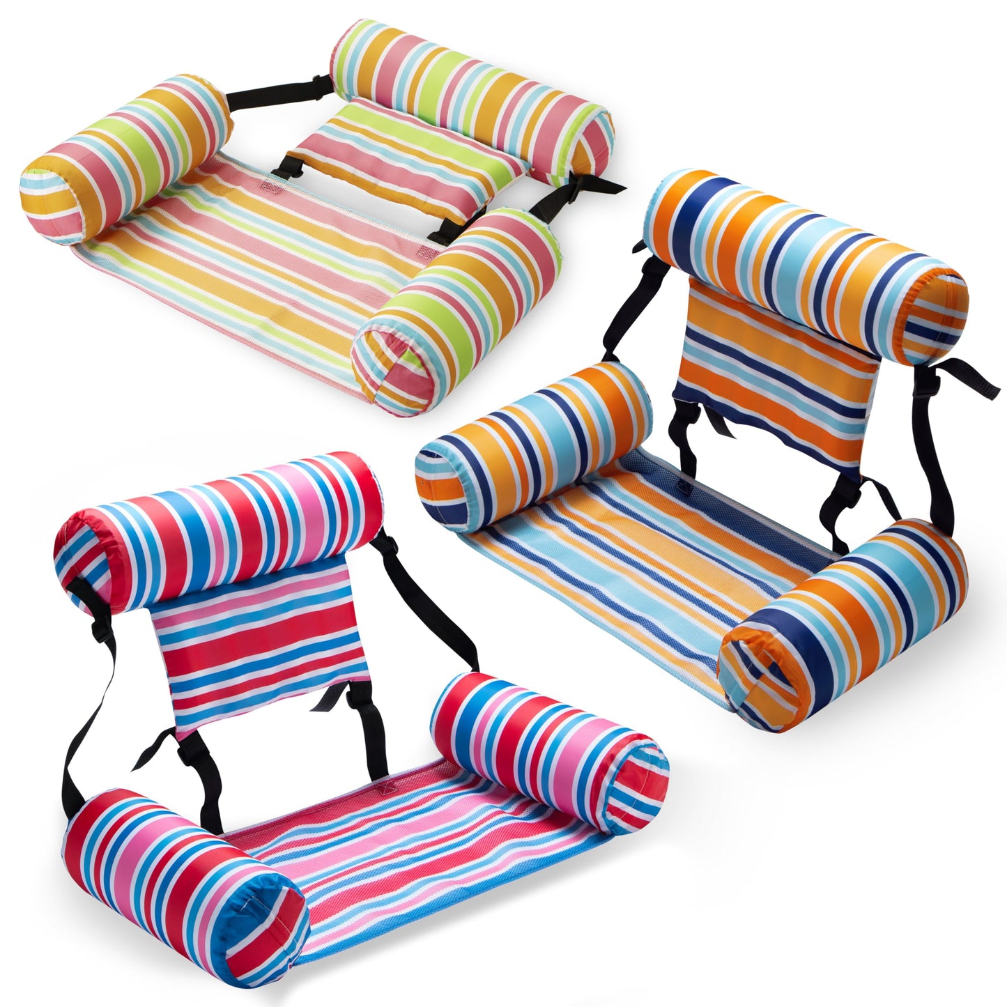 SLOOSH Pool Floats Chairs Adult, 3 Packs Inflatable Lounge Chairs,Blow up Pool Noodles Floats for Adults,Water Floating for Beach Party Summer Water Fun,Stripe