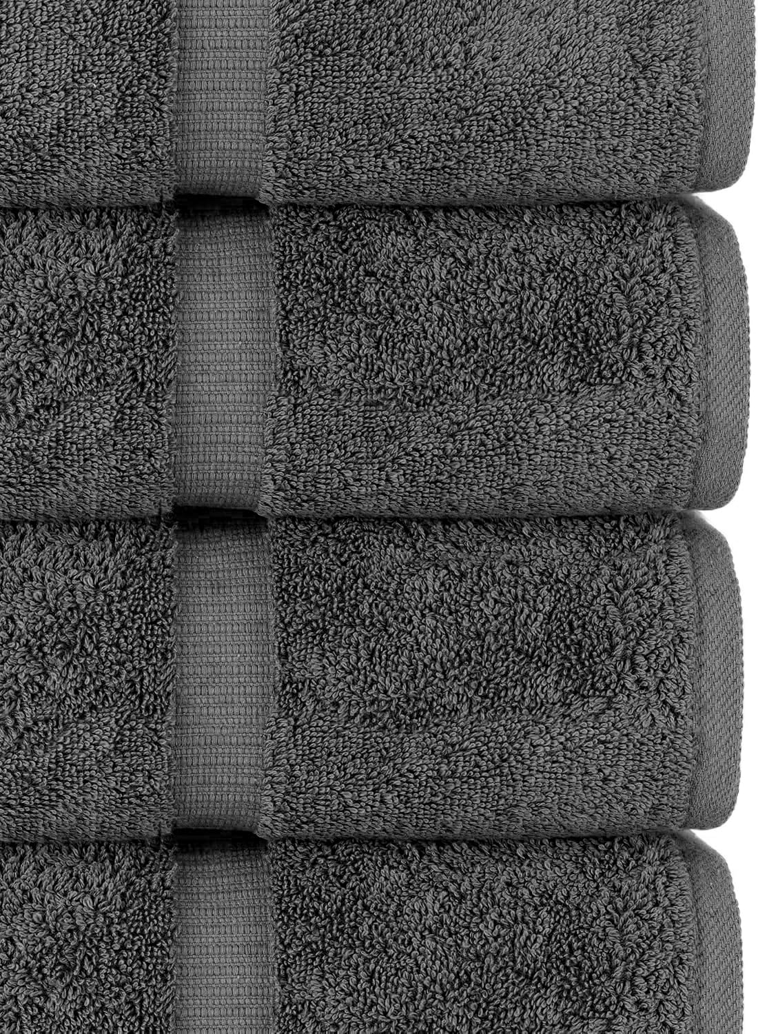Chakir Turkish Linens 4 Piece Extra Large Bath Towels, 100% Cotton Luxury Turkish Towels for Bathroom, Soft Absorbent Bath Towels, 30 x 60 Inches, Dark Gray