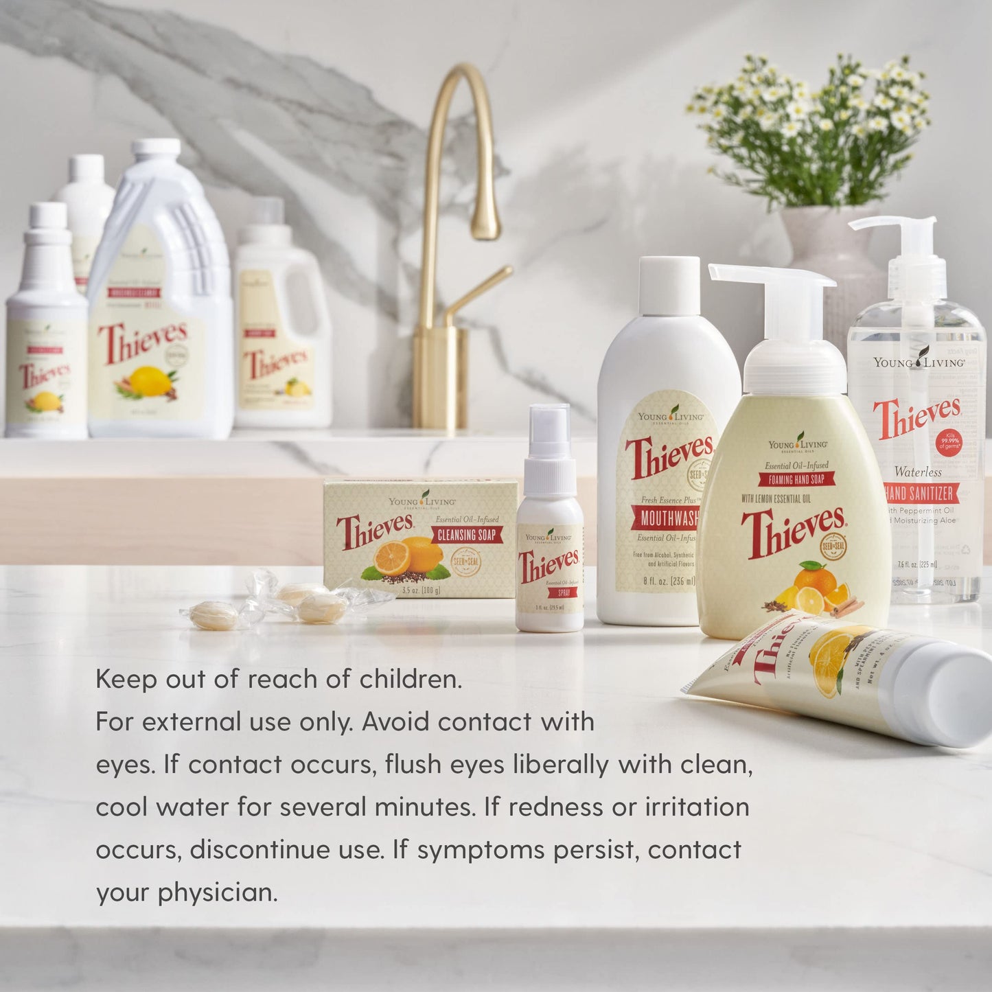Thieves Foaming Hand Soap 8 fl oz. 2 pk by Young Living Essential Oils - Gentle Cleansing , Refreshing Aroma , Powerful Moisturizers for Dry Skin , Hygienic Hands , Anti-bacteria