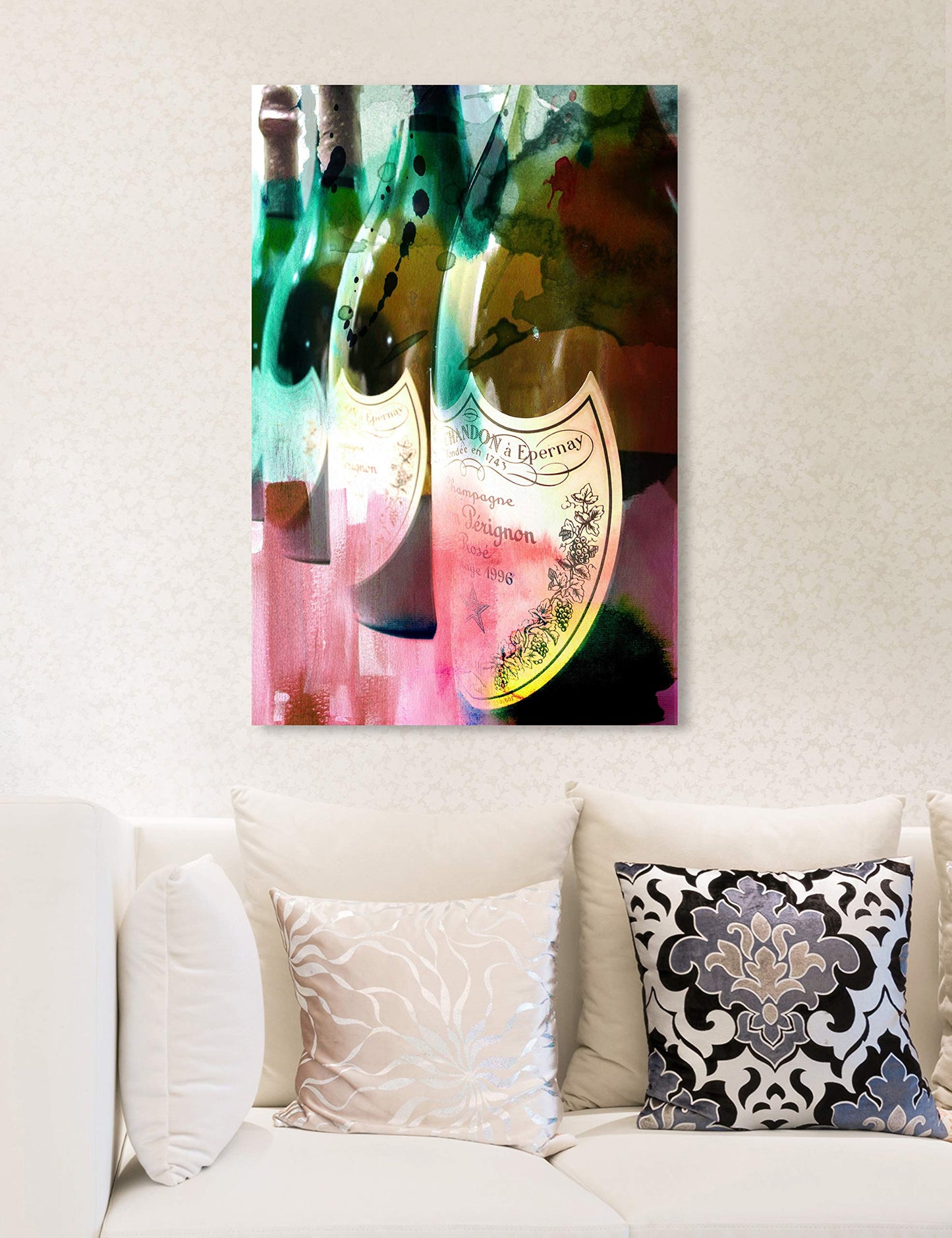 The Oliver Gal Artist Co. Drinks and Spirits Wall Art Canvas Prints 'Champagne Feast' Home Décor 16" x 24" Pink, Green