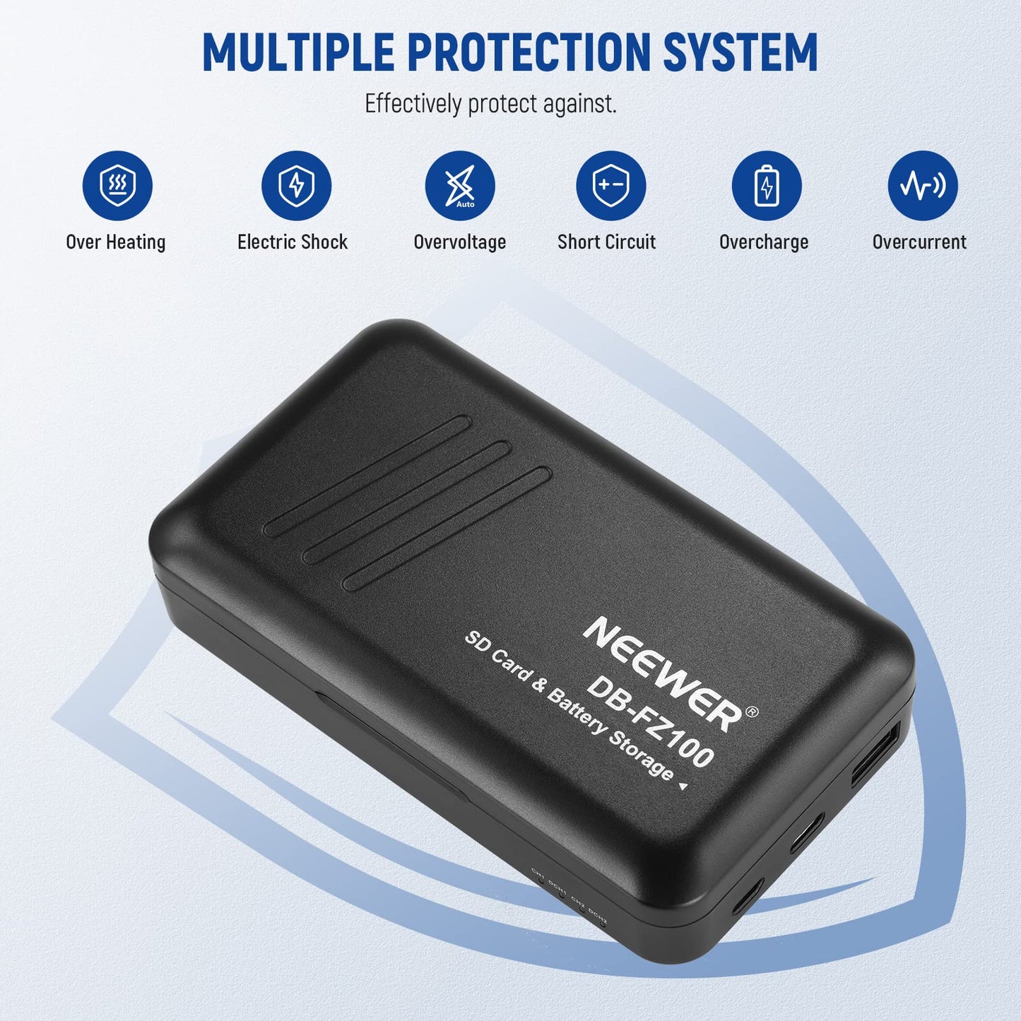 NEEWER 2280mAh NP-FZ100 Replacement Battery Charger Set, 2 Batteries and 1 USB Dual Channel Charging Case Compatible with Sony A1, A9 II, A7R V, A7R IV, A7S III, A7 IV, A6600, A7C