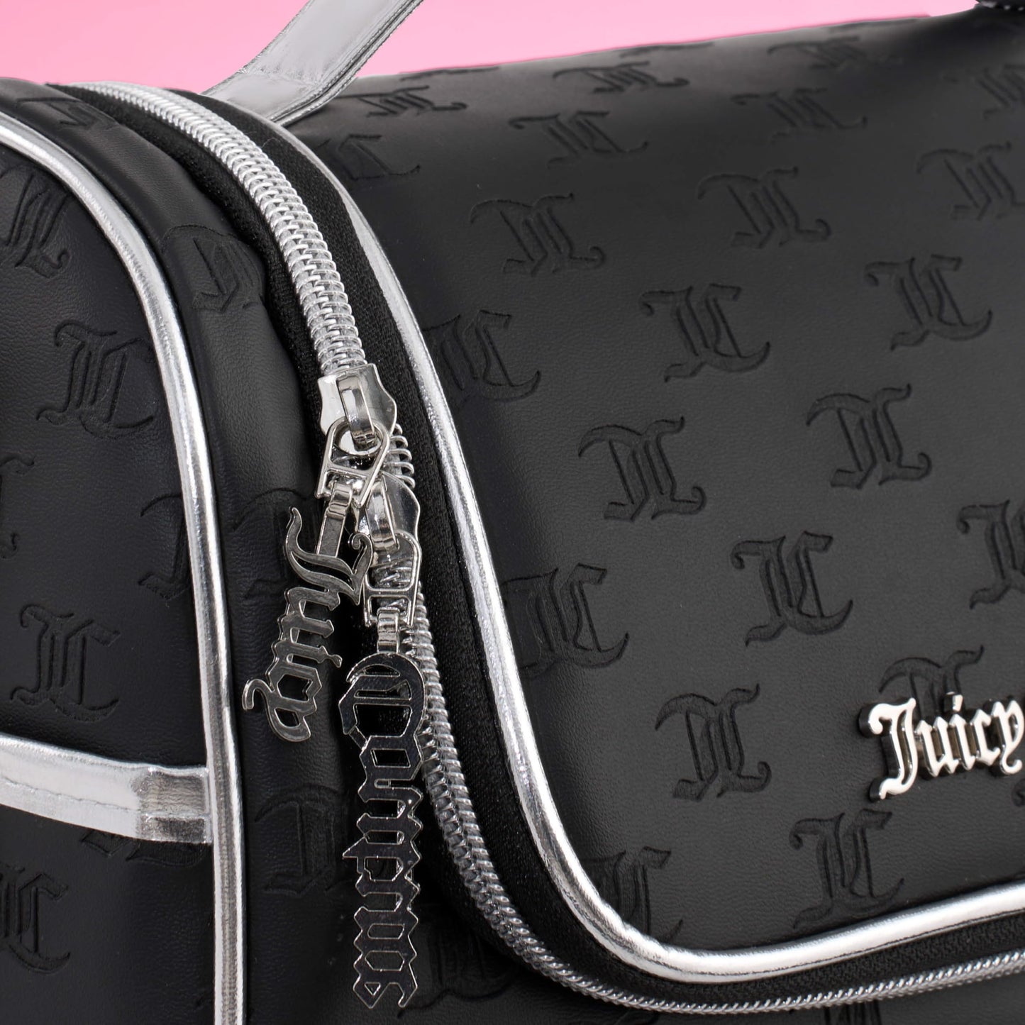 Juicy Couture Insulated Lunch Bag – Stylish Cooler Tote with Adjustable Crossbody Strap, Debossed Logo, Black – Women's Lunch Box Bag for Work, School, Travel