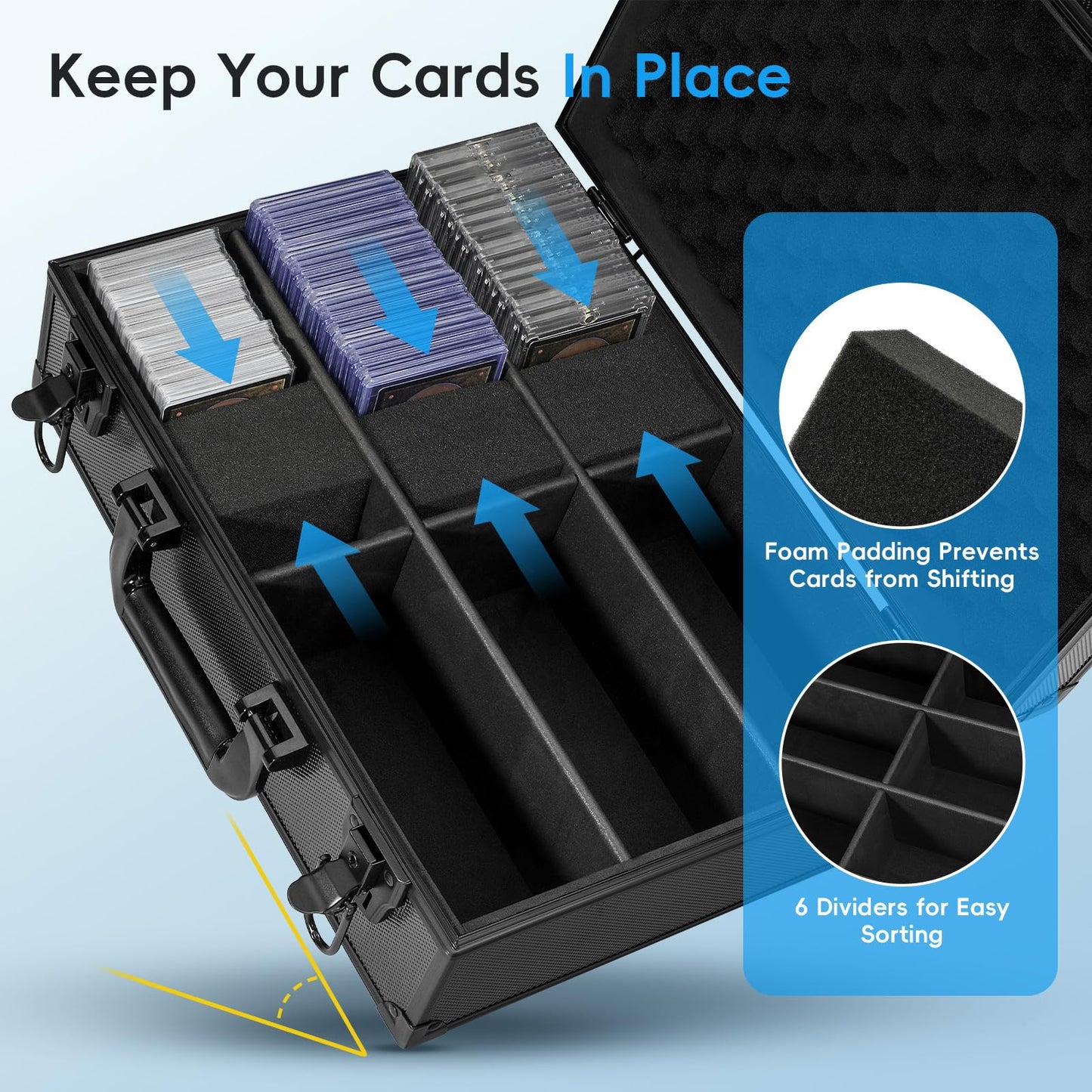 ANNLOV Toploader Storage Box for 3"x4" 35pt Rigid Cards, Holds 600+ Toploaders, Sports Card Storage Case Organizer, Trading Card Storage Box with Lock