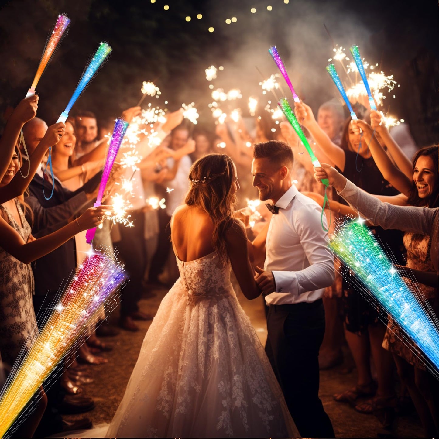 SHQDD 74 PCS Glow Fiber Wands Sticks, LED Light Wands, Glow in The Dark Party Supplies, Fiber Optic Wands, LED Flashing Sticks, Fiber Optic Light Wand Stick for Party, Wedding,Halloween and New Year