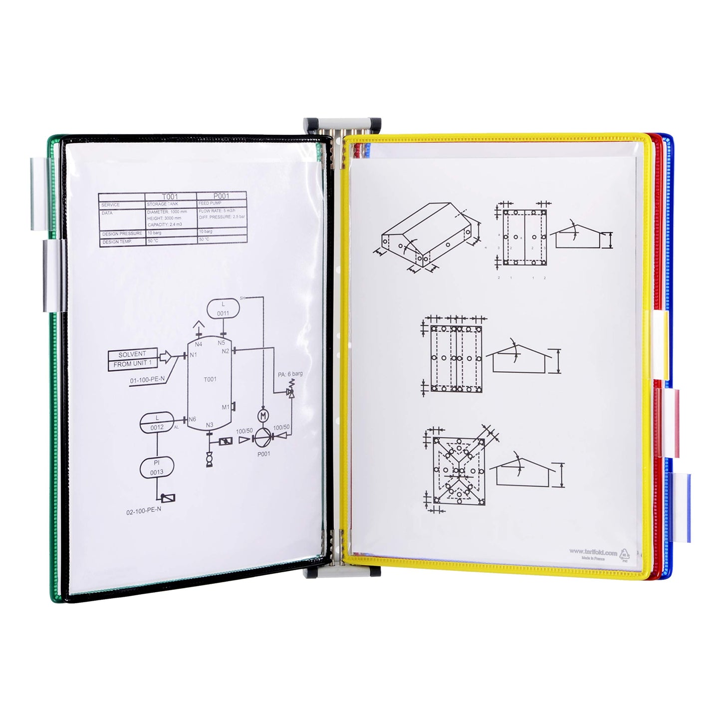Tarifold Wall Mount Reference & Display System, 5 Double-Sided PVC Pockets, 10 Sheet Capacity, Glare-Free, Durable Steel Wire Frames, Expandable, Letter Size, Assorted