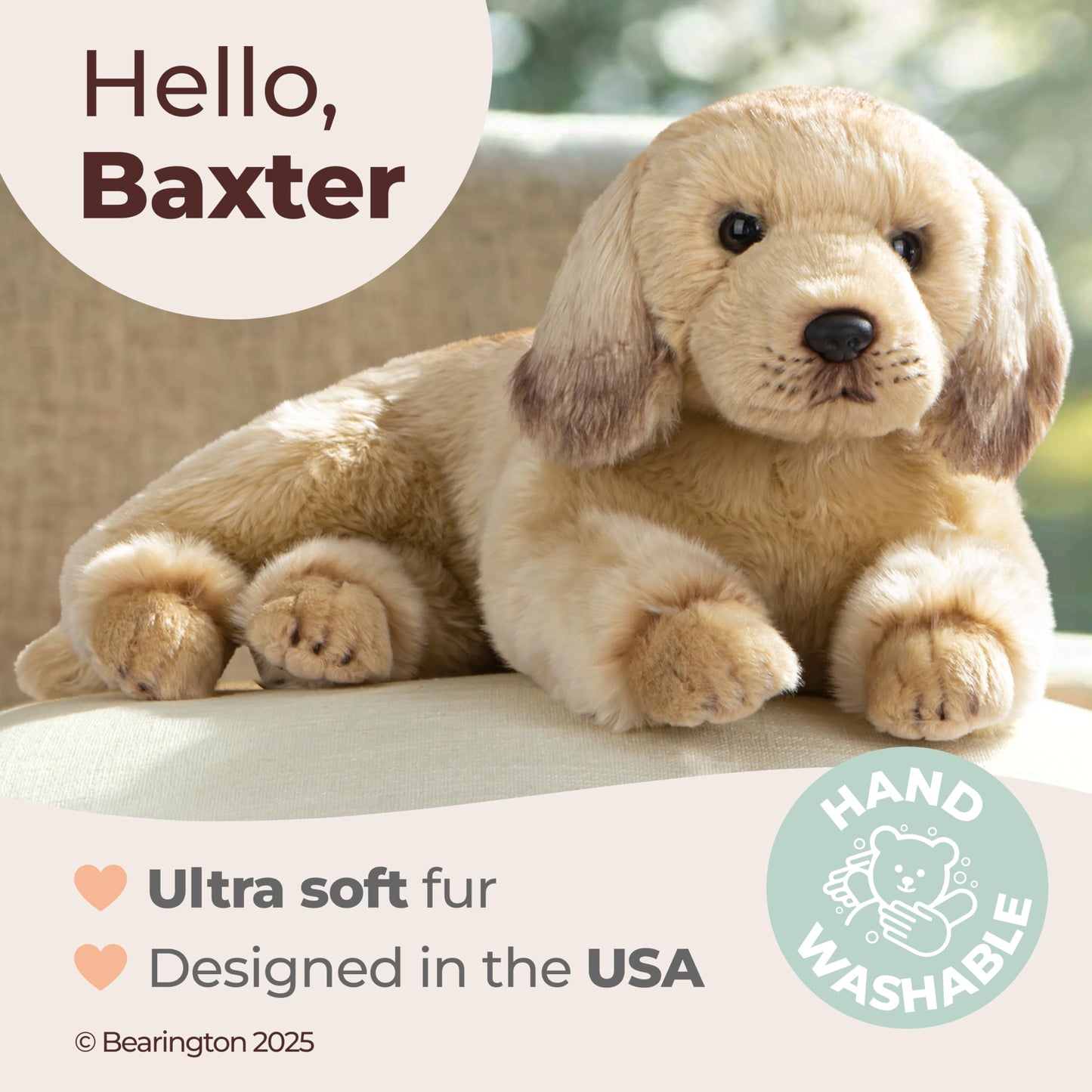 Bearington Baker The Everyday Golden Retriever Stuffed Animal, 13 Inch Stuffed Puppy, Ideal as a Christmas, Valentines, and Thanksgiving Gift, for Ages 3-10 Years and Beyond