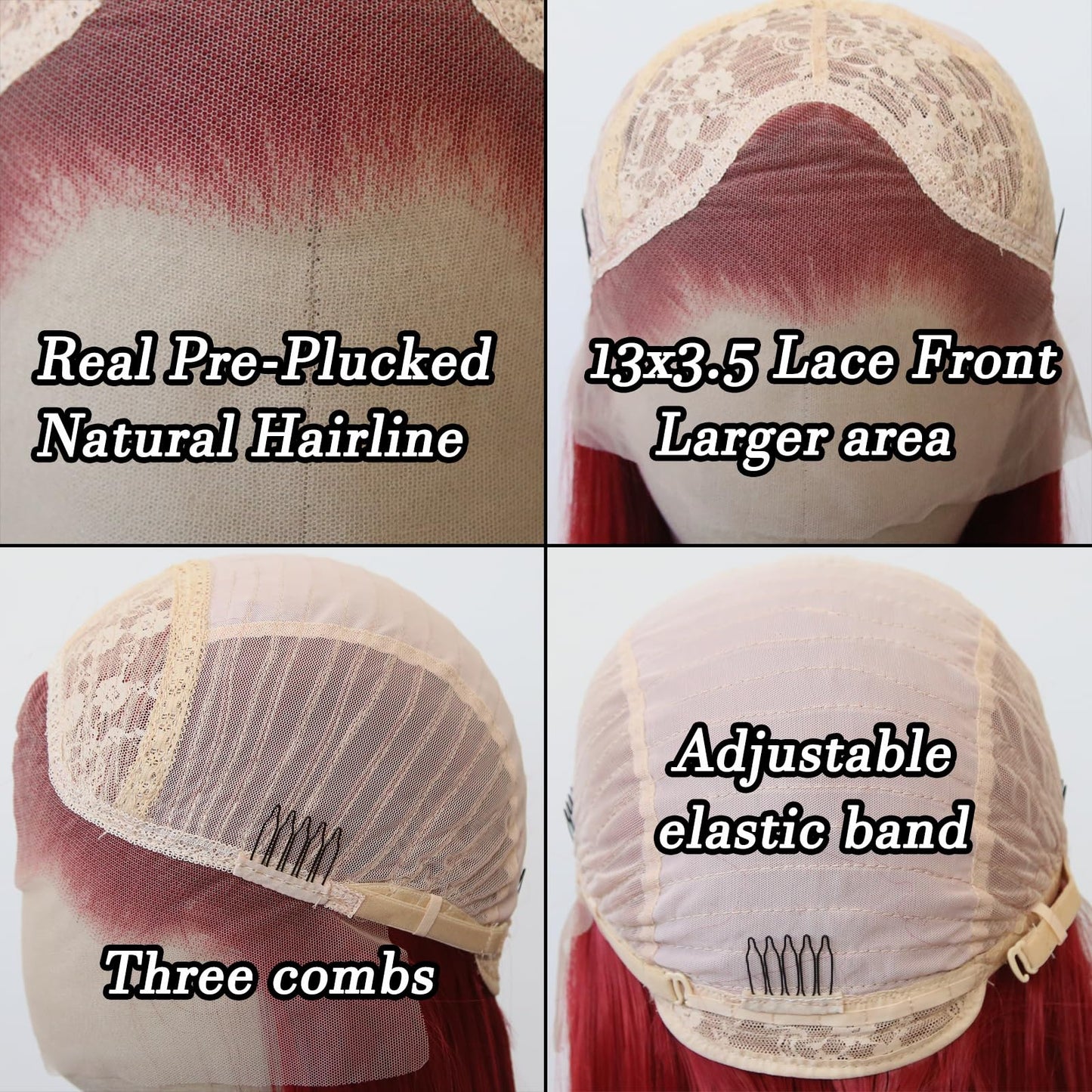 BTWTRY White Synthetic Lace Front Wig - Long Straight Platinum Snow White Lace Front Synthetic Wig - Pre Plucked Natural Hairline - Glueless Heat Resistant Fiber Hair Wig for Fashion Women