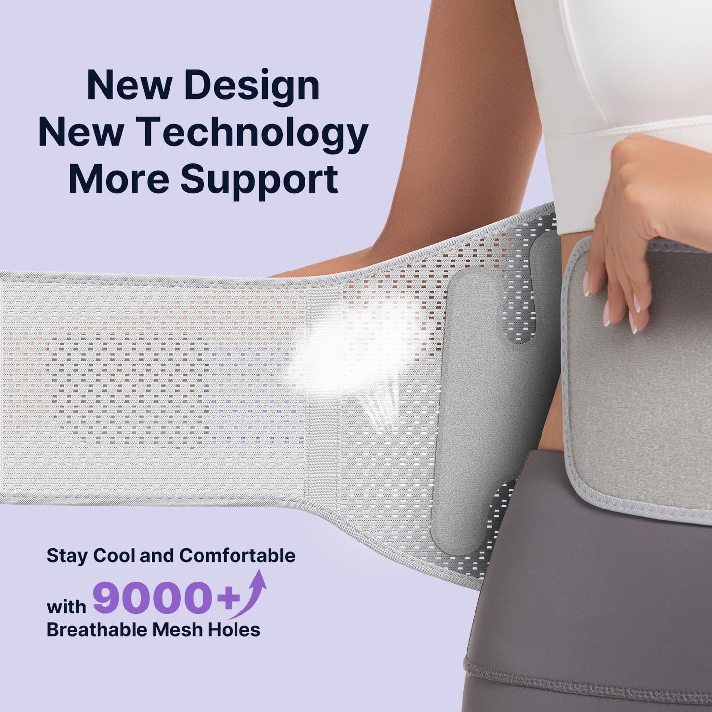 Fit Geno Back Brace for Lower Back Pain Women: Adjustable Lumbar Support Brace for Pain Relief - Breathable Waist Belt for Comfort - M