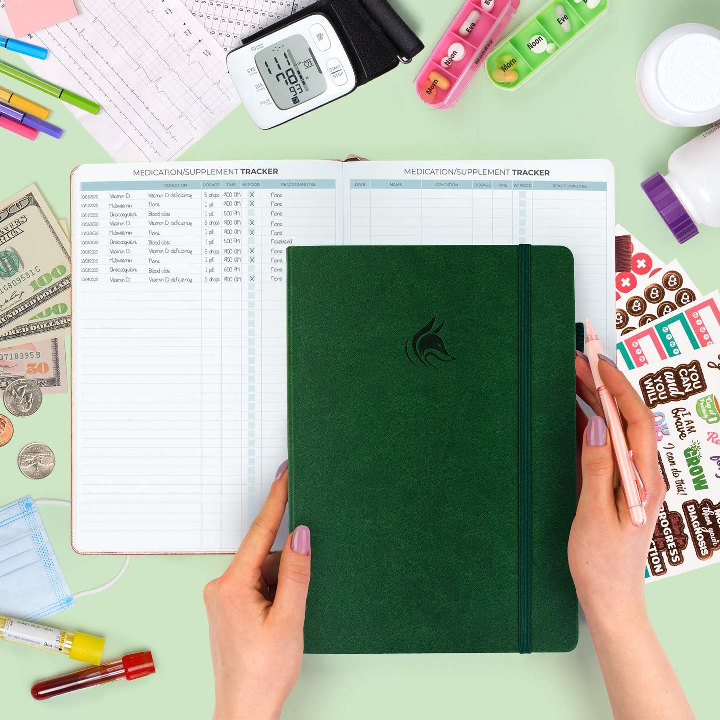 Clever Fox Large Medical Planner 12-Month – Medical Notebook, Health Diary, Wellness Journal to Track Health – 12 Months, 7x10.5″ (Forest Green)