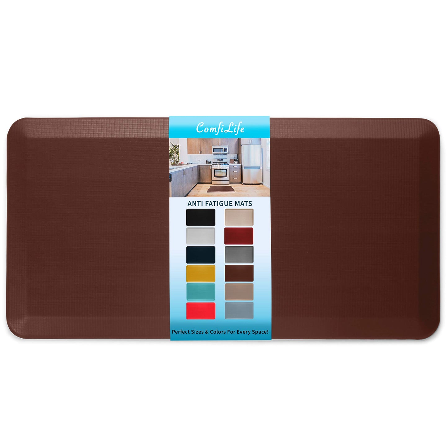 ComfiLife Anti Fatigue Floor Mat – 3/4 Inch Thick Kitchen Mats for Floor, Standing Desk Mat, Kitchen Rug – Comfort at Home, Office – Durable – Stain Resistant – Non-Slip Bottom (20" x 39", Brown)